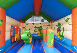 Buy an inflatable covered bouncy castle with a large 3D crocodile object on the roof at JB Inflatables UK. Order bouncy castles online at JB Inflatables UK