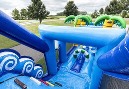 Order a 17 meter wide inflatable obstacle course in the surf theme for children. Buy inflatable obstacle courses online now at JB Inflatables UK