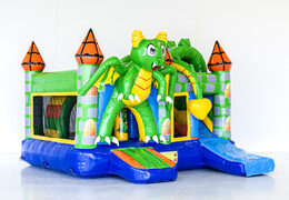 Order multiplay bouncy castle in dragon theme with slide for children. Buy inflatable bouncy castles online at JB Inflatables UK
