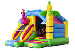 Order inflatable slide combo bounce house with pink flamingo at JB Inflatables UK. Inflatable flamingo-themed bounce houses with slide for sale at JB Inflatables UK