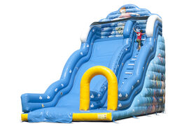 Inflatable slide in Wave theme with wavy sliding surfaces buy fun underwater world prints for kids. Order inflatable slides now online at JB Inflatables UK