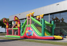 Get your unique 17 meter cowboy themed obstacle course now for kids. Order inflatable obstacle courses at JB Inflatables UK