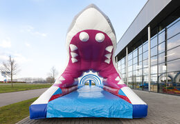 Buy 18m long inflatable shark themed belly slide for kids. Order inflatable slides now online at JB Inflatables UK