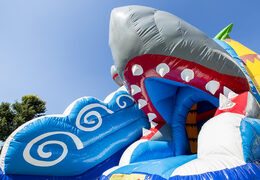 Order covered maxifun super bouncer with slide in shark theme for children. Buy bouncers online at JB Inflatables UK