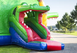 Order inflatable indoor multifun super bouncy castle with slide in crocodile theme for children. Buy inflatable bouncy castles online at JB Inflatables UK