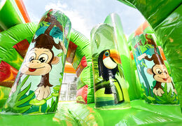 Multiplay safari gorilla bouncer with a slide, fun objects on the jumping surface and eye-catching 3D objects for kids. Order inflatable bouncers online at JB Inflatables UK