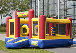 Multifunctional inflatable slide in a clown theme with a splash pool, impressive 3D object, fresh colors and the 3D obstacles for kids. Order inflatable slides now online at JB Inflatables UK