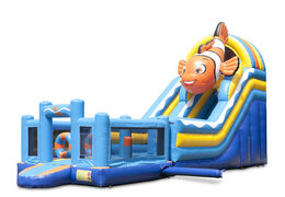 Multifunctional inflatable slide in clownfish theme with a splash pool, impressive 3D object, fresh colors and the 3D obstacles for children. Buy inflatable slides now online at JB Inflatables UK