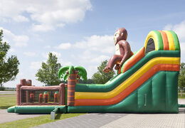 The inflatable slide in gorilla theme with a splash pool, impressive 3D object, fresh colors and the 3D obstacles for kids. Buy inflatable slides now online at JB Inflatables UK