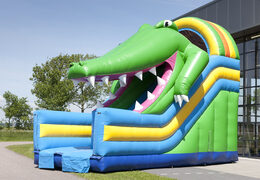 Order slide crocodile multiplay and bath for kids for kids. Buy inflatable slides now online at JB Inflatables UK