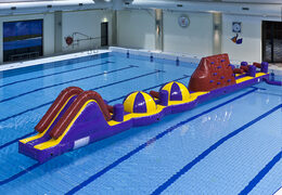 Spectacular inflatable 17 meter long adventure mega run XL obstacle course with various exciting objects for kids. Order inflatable water attractions now online at JB Inflatables UK