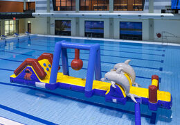 Order water obstacle course marine run with 3D dolphins and cool prints for both young and old. Buy inflatable obstacle courses online now at JB Inflatables UK
