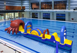 Order unique inflatable Obstacle Run in crab theme with challenging obstacle objects for both young and old. Buy inflatable water attractions online now at JB Inflatables UK