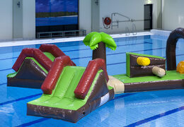 Inflatable assault course 16 meters long Double Hawaii Run XL swimming pool obstacle course with various exciting objects for both young and old. Order inflatable pool obstacle courses now online at JB Inflatables UK