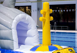 Storm track shark run 13 meters in unique design with funny 3D objects and no less than 2 slides for both young and old. Buy inflatable pool obstacle courses online now at JB Inflatables UK