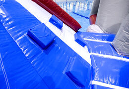 Buy an airtight pirate themed shark play island with a vine, climbing tower, round slide and obstacles for children. Order inflatable pool games now online at JB Inflatables UK