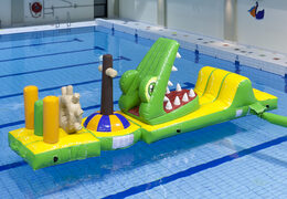 Order an inflatable airtight obstacle course in a crocodile theme with fun 3D objects for both young and old. Buy inflatable water attractions online now at JB Inflatables UK