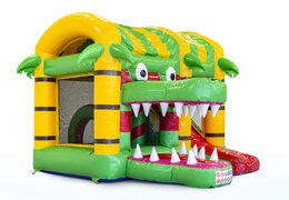 Mini inflatable multiplay bouncy castle in crocodile theme for children. Order inflatable bouncy castles online at JB Inflatables UK