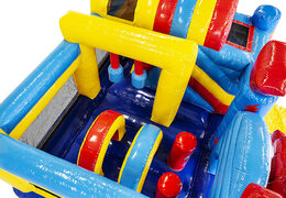 Buy medium inflatable superhero themed bouncer with slide for kids. Order inflatable bouncers online at JB Inflatables UK