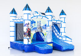Buy a blue and white bouncy castle in a castle theme for children. Order inflatable bouncy castles online at JB Inflatables UK