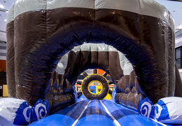 Cool pirate themed play island with a vine, climbing tower, round slide and obstacles for both young and old. Order inflatable pool games now online at JB Inflatables UK