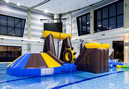 Buy an inflatable airtight pirate play island with a vine, climbing tower, round slide and obstacles for both young and old. Order inflatable pool games now online at JB Inflatables UK