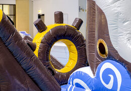 Spectacular pirate themed play island with a vine, climbing tower, round slide and obstacles for both young and old. Buy inflatable pool games online now at JB Inflatables UK