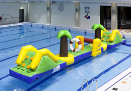 Order 12 meter long inflatable Hawaii run obstacle course with 2 slides for both young and old. Buy inflatable obstacle courses online now at JB Inflatables UK