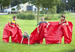 Order red party trousers that can seat 4 people for both old and young. Buy inflatable items online at JB Inflatables UK
