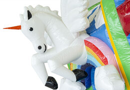 Multiplay unicorn bouncer with a slide and with 3D objects inside for kids. Buy inflatable bouncers online at JB Inflatables UK