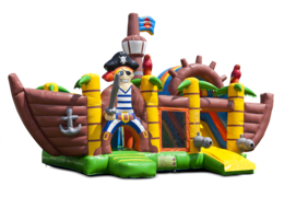 Buy an inflatable indoor multiplay bouncy castle with slide in pirate ship theme for children. Order inflatable bouncy castles online at JB Inflatables UK
