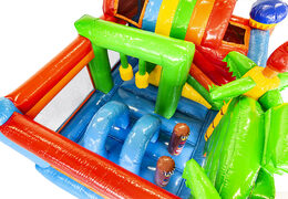 Buy Hawaii themed medium inflatable multiplay bouncy castle with slide for kids. Order inflatable bouncy castles online at JB Inflatables UK