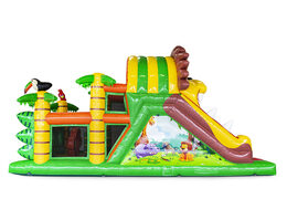 Jungle themed 9 m inflatable obstacle course for children. Order inflatable obstacle courses now online at JB Inflatables UK
