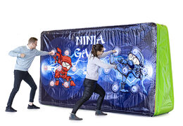 Buy a unique IPS Splash Wall - Ninja theme - action photo with a water spray on the top for both young and old. Order inflatable IPS Splash Walls now online at JB Inflatables UK 