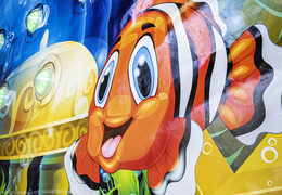 Order inflatable IPS Splash Wall seaworld theme detail with a water spray at the top for both young and old. Buy inflatable IPS Splash Walls now online at JB Inflatables UK 