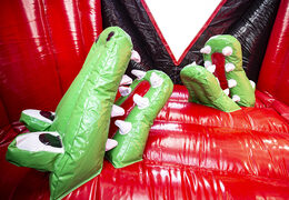 Buy a large 40 meter long inflatable red black mega alligator obstacle course. Order inflatable obstacle courses online now at JB Promotions UK