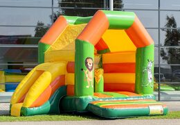 Midi jungle theme multifun inflatable bouncy castle with a roof for sale at JB Inflatables UK online