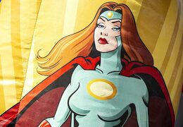 Order a mini multifun bouncy castle with roof in superhero theme for kids. Buy bouncy castle online at JB Inflatables UK 