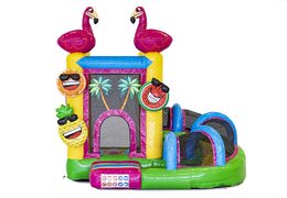 Order mini with slide flamingo bouncy castle for children. Buy inflatable bouncy castles online at JB Inflatables UK