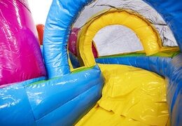 Buy mini inflatable multiplay bouncer in unicorn theme with slide for kids. Order inflatable bouncers online at JB Inflatables UK