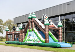 Winter run 17m obstacle course with 7 game elements and colorful objects for kids. Buy inflatable obstacle courses online now at JB Inflatables UK