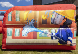 Opblaasbaar bubble park met schuim in brandweer thema te koop voor kinderen