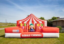 Groot opblaasbaar open bubble boarding springkussen met schuim bestellen in thema carnaval circus clown voor kinderen