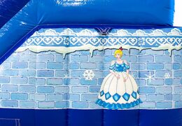 Multifunctional Funcity princess bouncy castle in blue with a slide, the 3D object on the jumping surface and fun pirate design for children. Buy bouncy castles online at JB Inflatables UK