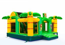 Buy Inflatable Boss Slidebox Jungle Theme Bouncy Castle with a slide for children. Order inflatables online at JB Inflatables UK