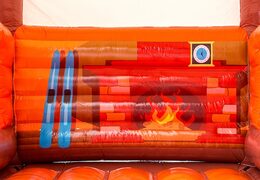 Standard Skihut winterworld bouncer with a 3D chimney on top for children. Order bouncer online at JB Inflatables UK