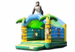 Buy a standard jungle bouncy castle in striking colors with a large gorilla 3D object on the top for children. Buy inflatables online at JB Inflatables UK