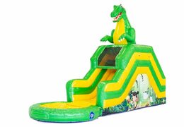Buy a bouncy castle with water slide for your garden in a dinosaur theme for children. Order inflatables online at JB Inflatables UK