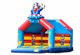 Buy a large indoor bouncy castle in a pirate theme for kids. Available at JB Inflatables UK online