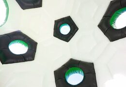 Super bouncer with roof in football theme for kids. Buy bouncers online at JB Inflatables UK